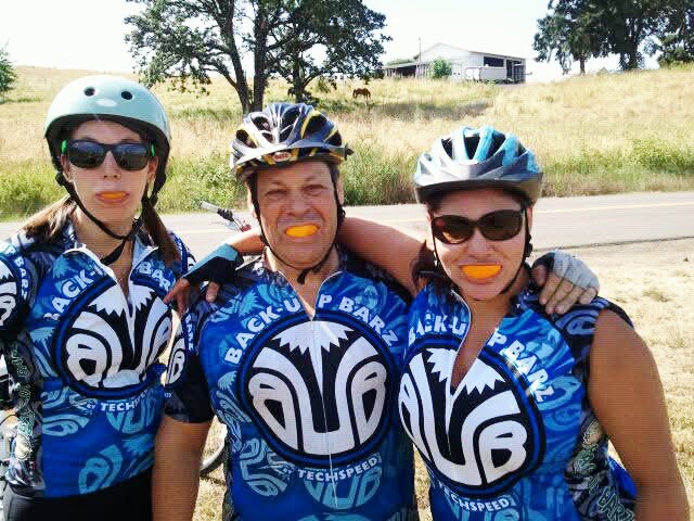 Riders with orange slices